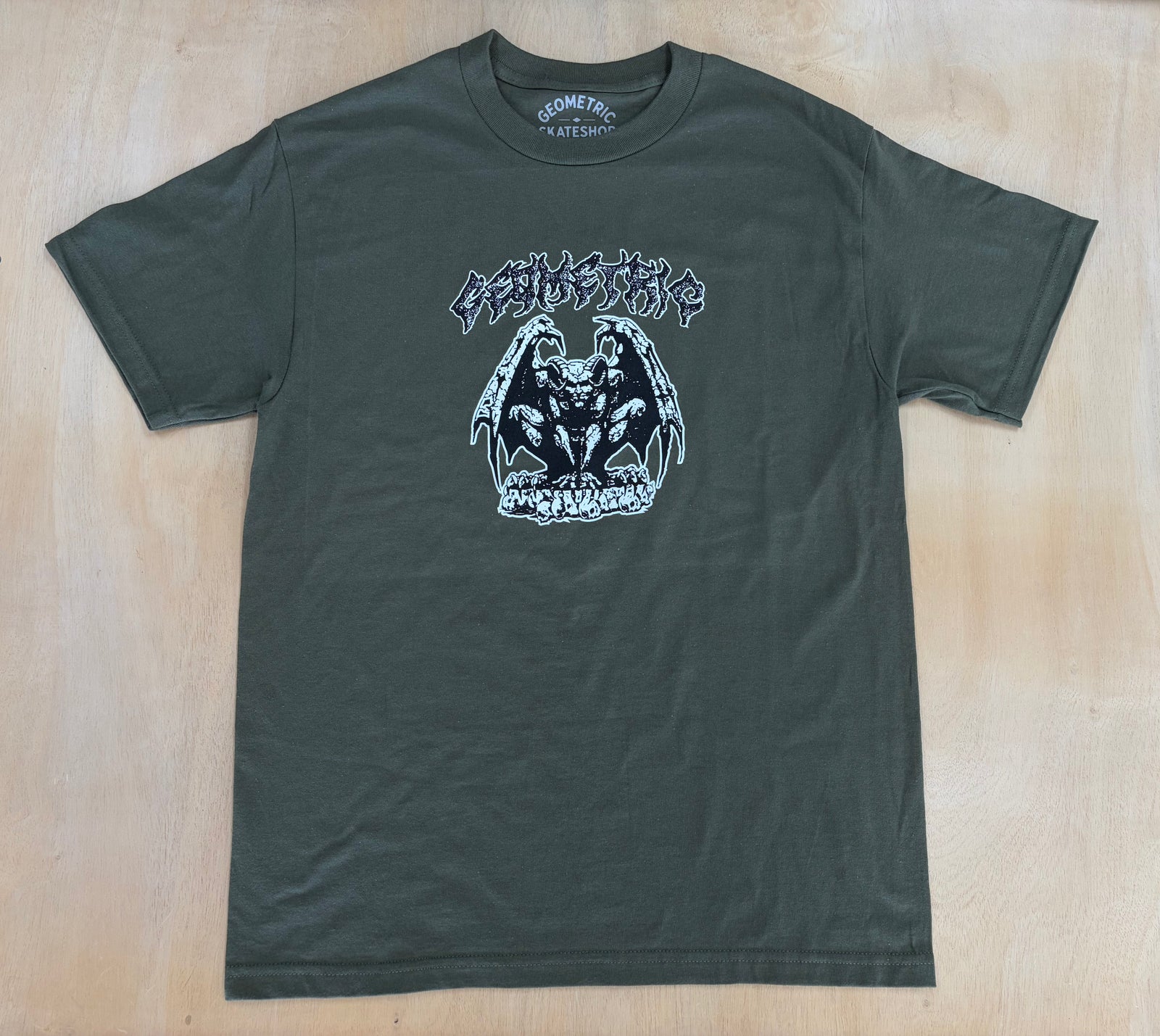 Geometric Gargoyle Shop Tee - Military Green