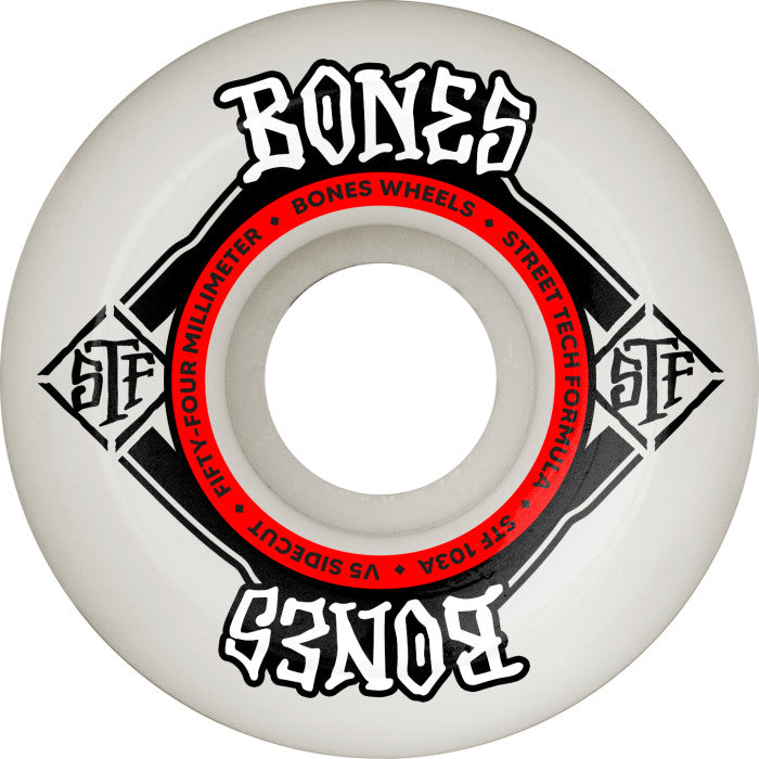 BONES WHEELS STF Skateboard Wheels Wide V5 103A White - (52/54mm)