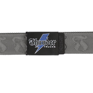 Thunder Bolt Script Jacquard Web Belt - (Grey/Black/Blue)